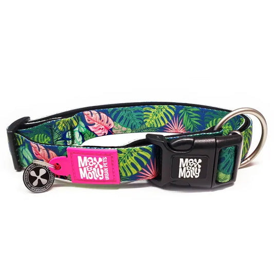 Max & Molly Smart ID Adjustable Dog Collar Smart ID Tag - Tropical