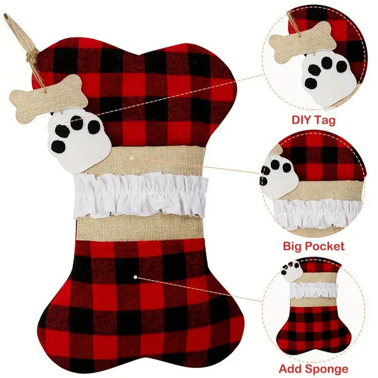 Ruffle Bone Stocking  (40cm x 23cm)