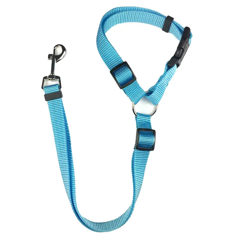 Adjustable dog seatbelt - blue