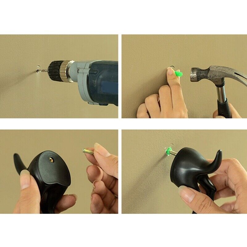 black dog tail wall hooks with drill instructions