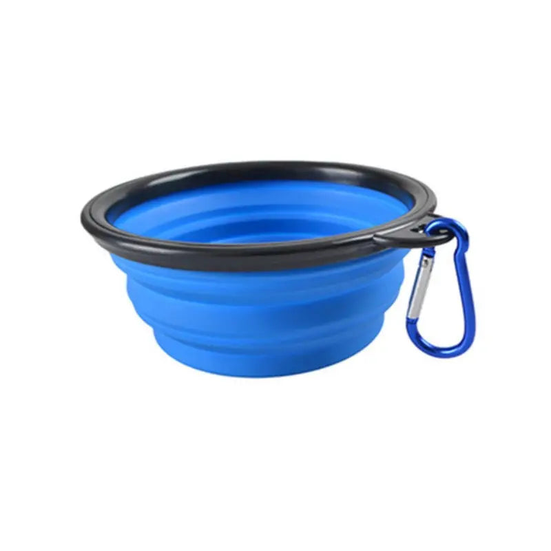 dog water bowl - travel - foldable - blue 