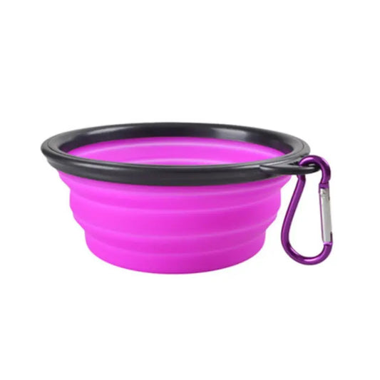 dog water bowl - travel - foldable - pink